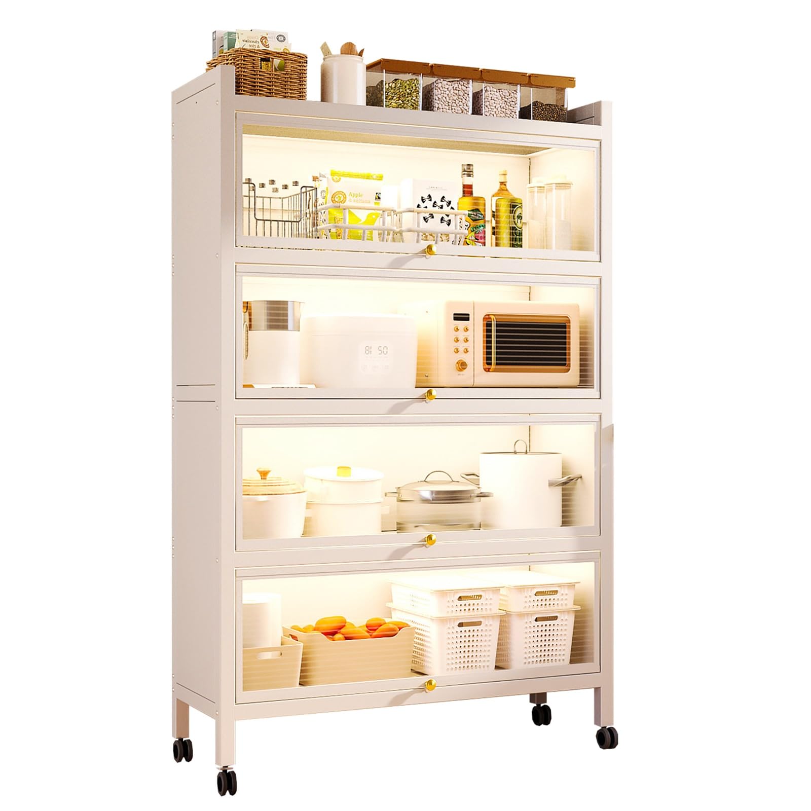 Armadio da cucina bianco a 5 ripiani – gratis nding er's rack per piatti, vino, pentole e padelle – mensola da cucina Heavy-Du nizer (dimensioni: 80 cm / 31.5in)