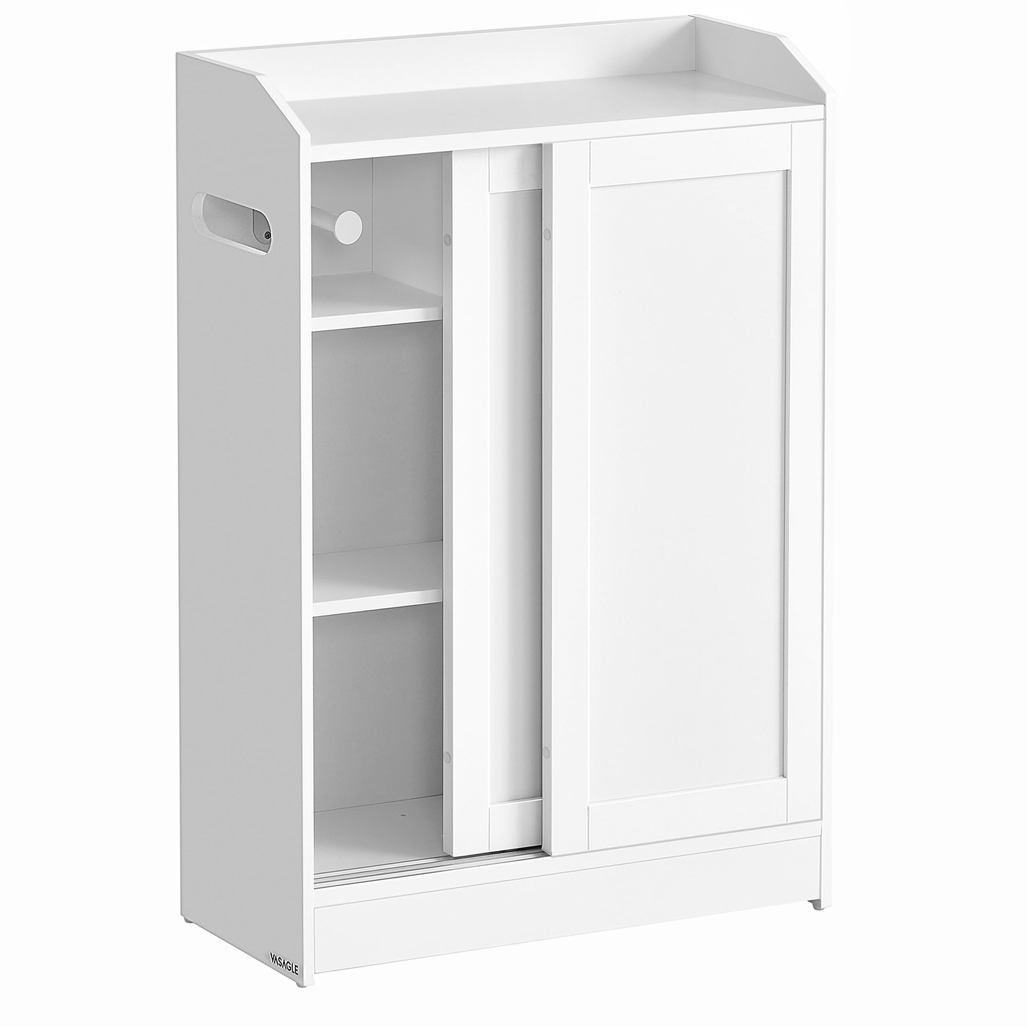 VASAGLE Badkamerkast, badkamerkast, ruimtebesparend, toiletrolhouder, toiletborstelhouder, schuifdeuren, verstelbare planken, naast het toilet, 20 x 60 x 80 cm, wolkenwit BBC752W01 VASAGLE Badkamerkast, badkamerkast, ruimtebesparend, toiletrolhouder, toiletborstelhouder, schuifdeuren, verstelbare planken, naast het toilet, 20 x 60 x 80 cm, wolkenwit BBC752W01
