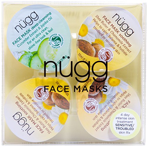 nügg 4 Day Comfort Boost: Multi-Masking Set to Soothe, Hydrate and Balance Sensitive or Troubled Skin; 4 Pack of Single Serve Mask Pods (4 x 0.33 US fl.oz). 4 CT