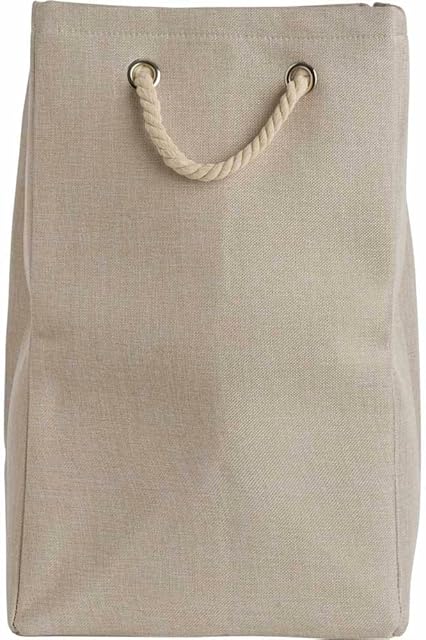 wilko Natural Folding Laundry Bag, Stylish Natural Colour Laundry Baskets, 100% Polyester Washable Laundry Baskets, 36 X 36 X 60cm