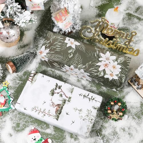 Vnaaem Christmas Wrapping Paper - Forest Green Watercolor Style Gift Wrap Paper 4.79 4.79 + 40% Off Code CCKCZ73A - image 3