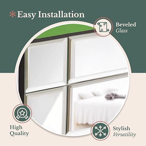 Miniatura 5 de Hamilton Hills Espejo de tocador rectangular con marco plateado de 30 x 40 pulgadas  Espejo de pared con marco de esquina cuadrada con borde