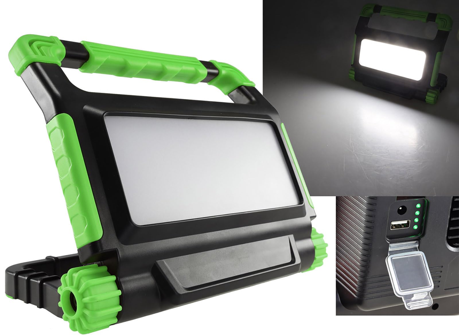Foco de construcción con batería LED - con función power bank 50 vatios 4200 lúmenes 4500K blanco neutro IP54 protegido contra el agua - luz blanca