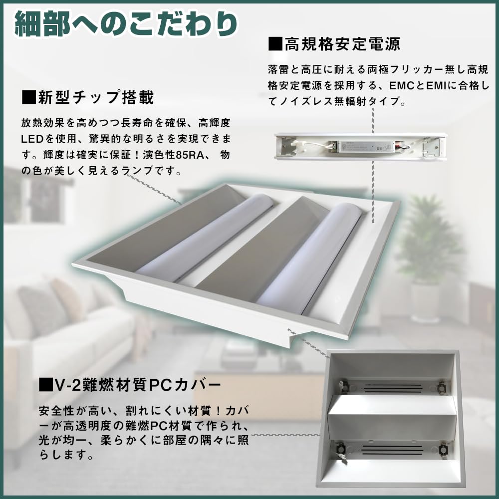 Amazon.co.jp: 一体型LEDベースライト スクエアシリーズ 天井直付/埋込