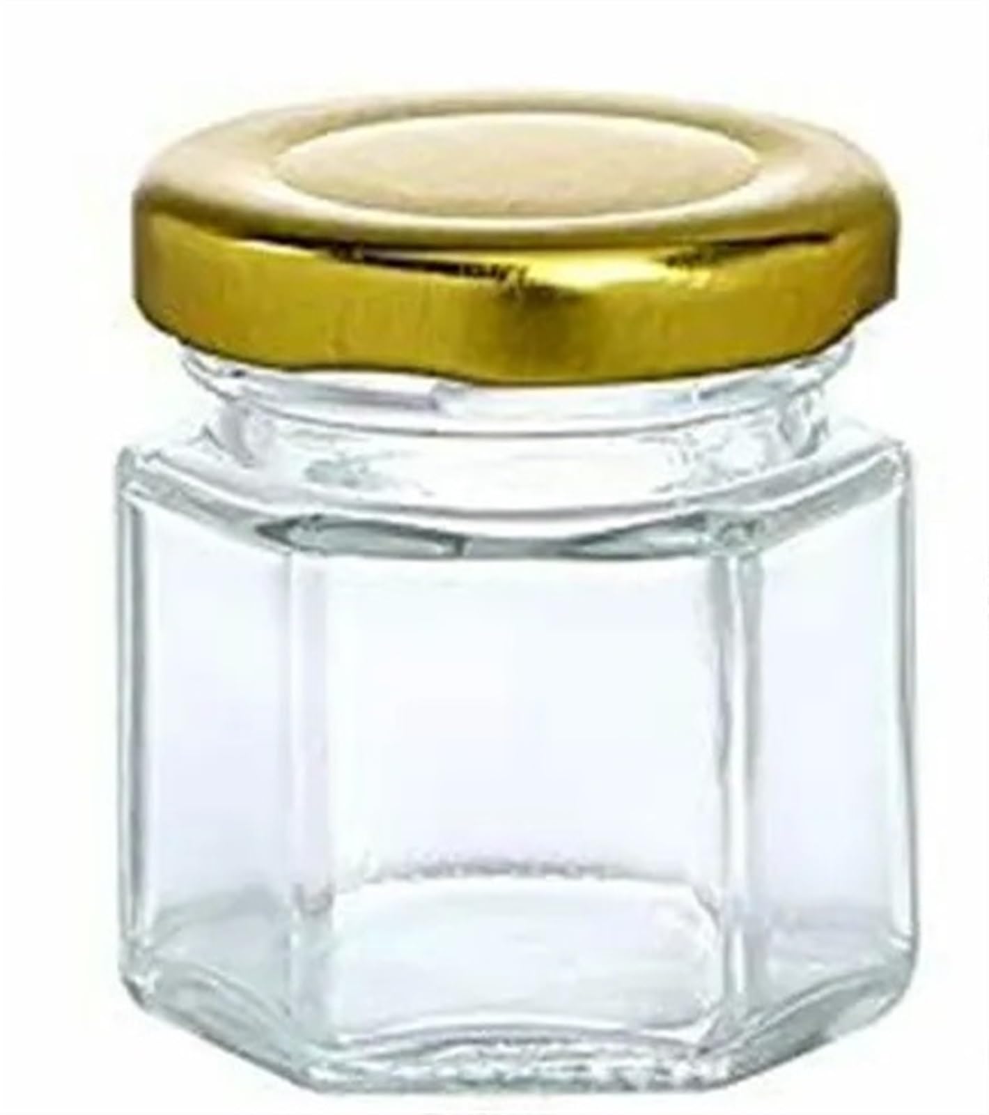 Vasetti Per Marmellata 12 barattoli di vetro mini esagonali da 45 ml/60 ml con coperchi dorati, contenitore vuoto for spezie e marmellate di miele piccolo da 45 ml(12pcs 60ml)