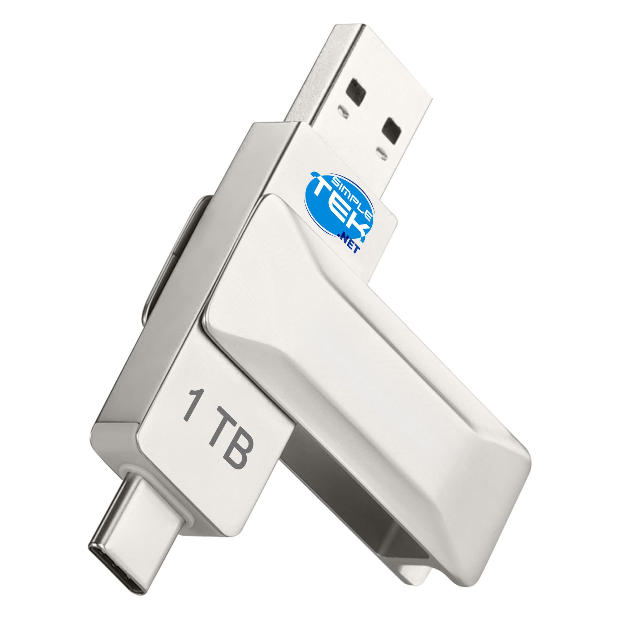 SIMPLETEK - Chiavetta USB SSD Portatile 1 TB ad Alta Velocità - Doppio Connettore USB-A e USB-C Reversibile per PC e Smartphone