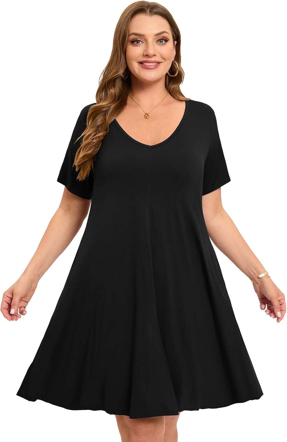 Women's Plus Size Swing Dress with Pockets