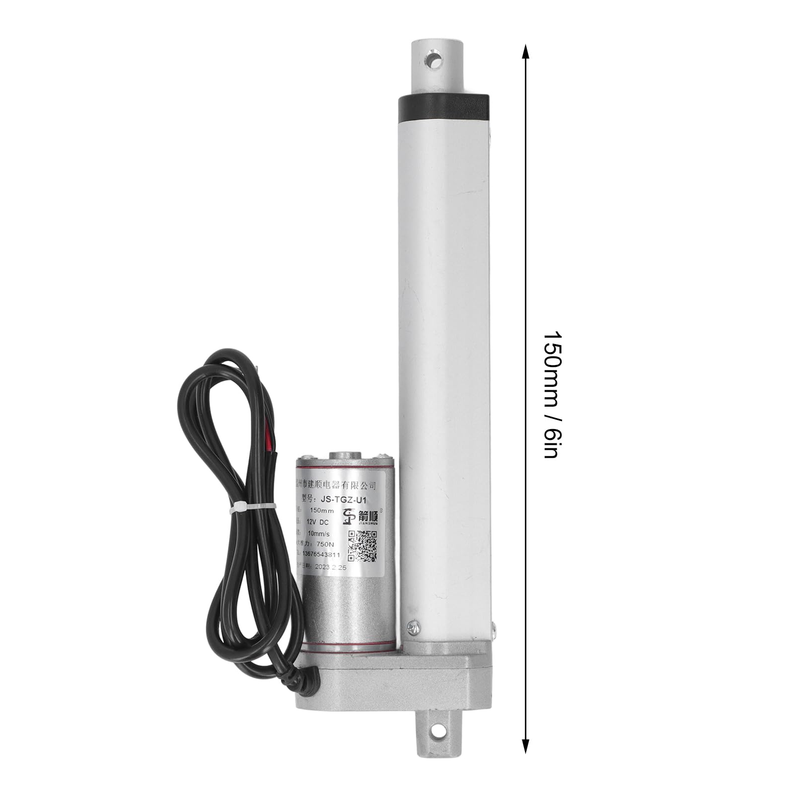 Ejoyous Siłownik Liniowy Elektryczny 24V 750N 150mm Skok Metalowa | Aluminiumstop, Kompatybilny z 24VDC, Mechanika Masażu i Sofy, Ochrona IP65, Skok 10mm/s, do Napędu Podnośnika