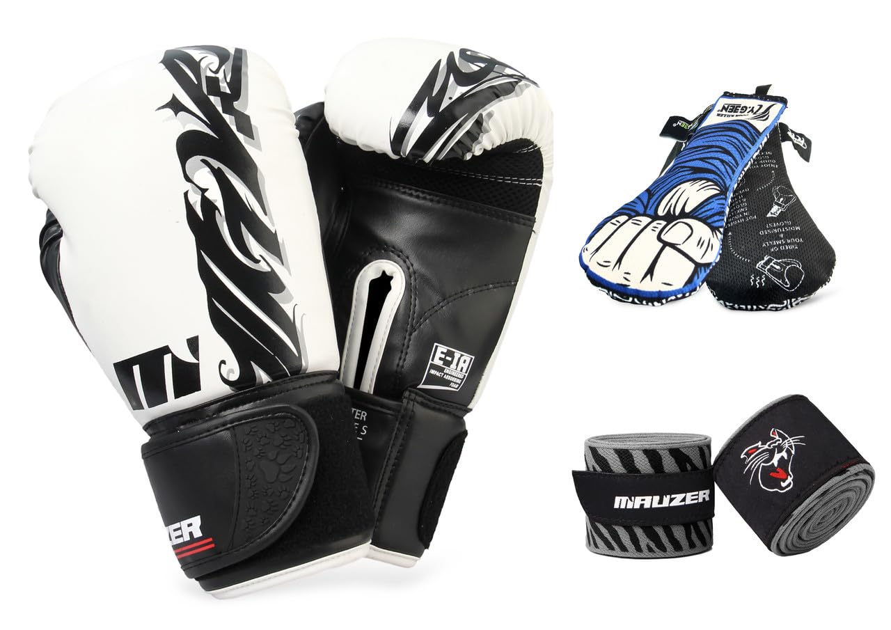 Mauzer Tribal Shadow Fighter Series Boxing Gloves + Mexican-Style Stretch Printed Hand Wraps + Charcoal Deodorizer Glove Pouch-picture-25