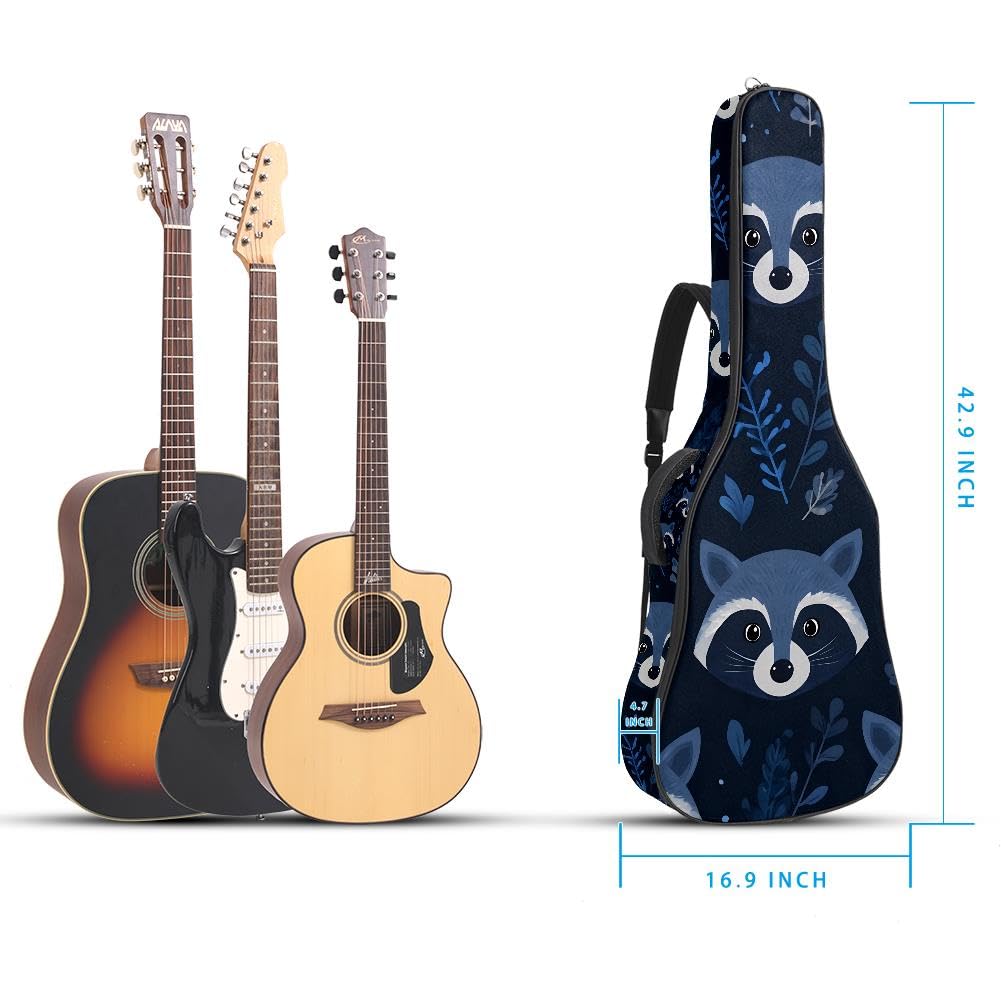 Gitarrentasche, volle Größe, 99 cm, 101,6 cm, 104,1 cm, Konzertgitarre, 10 mm dick, gepolstert, Waschbärblätter, wasserdicht, mit Tasche, verstellbarer Schultergurt, stoßfest, Mehrfarbig 6