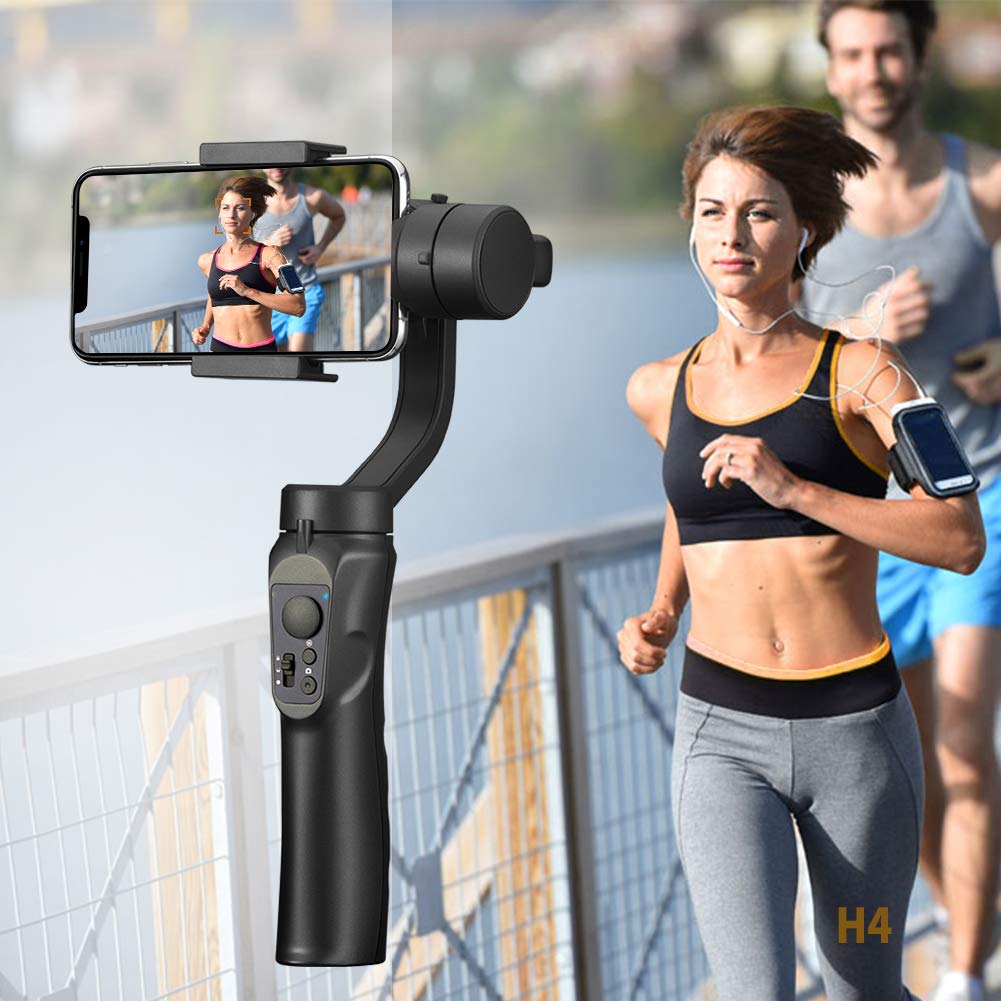 Ręczny stabilizator gimbala, 3-osiowy regulowany stabilizator wideo H4, kompatybilny z iPhone X 8, 7 Plus, Samsung Galaxy S10, S9, Huawei i innymi, automatyczne panoramy, funkcja poklatkowego i