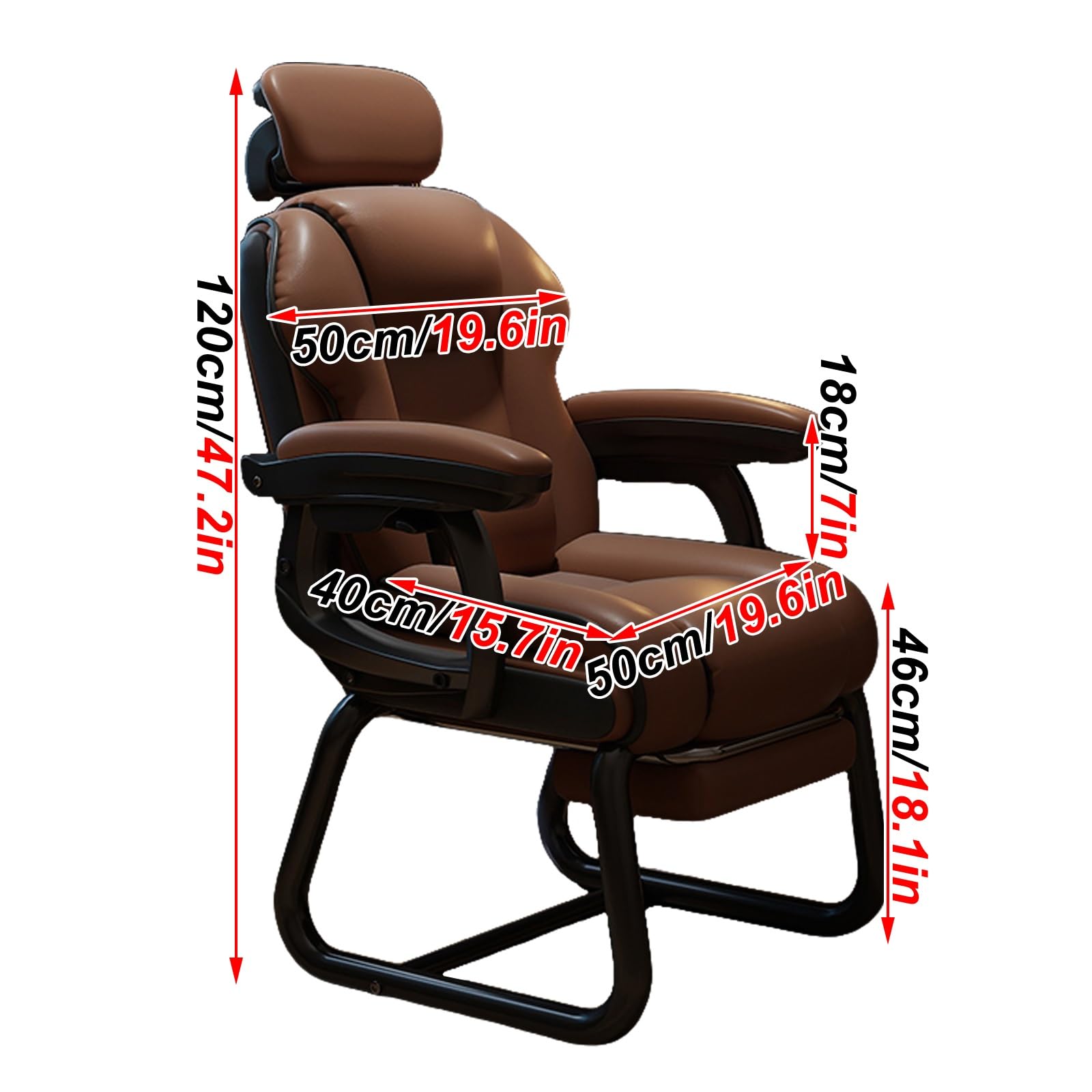 Poltrona Ufficio, Sedia Ufficio per Obesi 200 kg con Poggiapiedi e Poggiatesta, Schienale Regolabile a 145° per Casa, Studio, Sala Giochi(Brown)