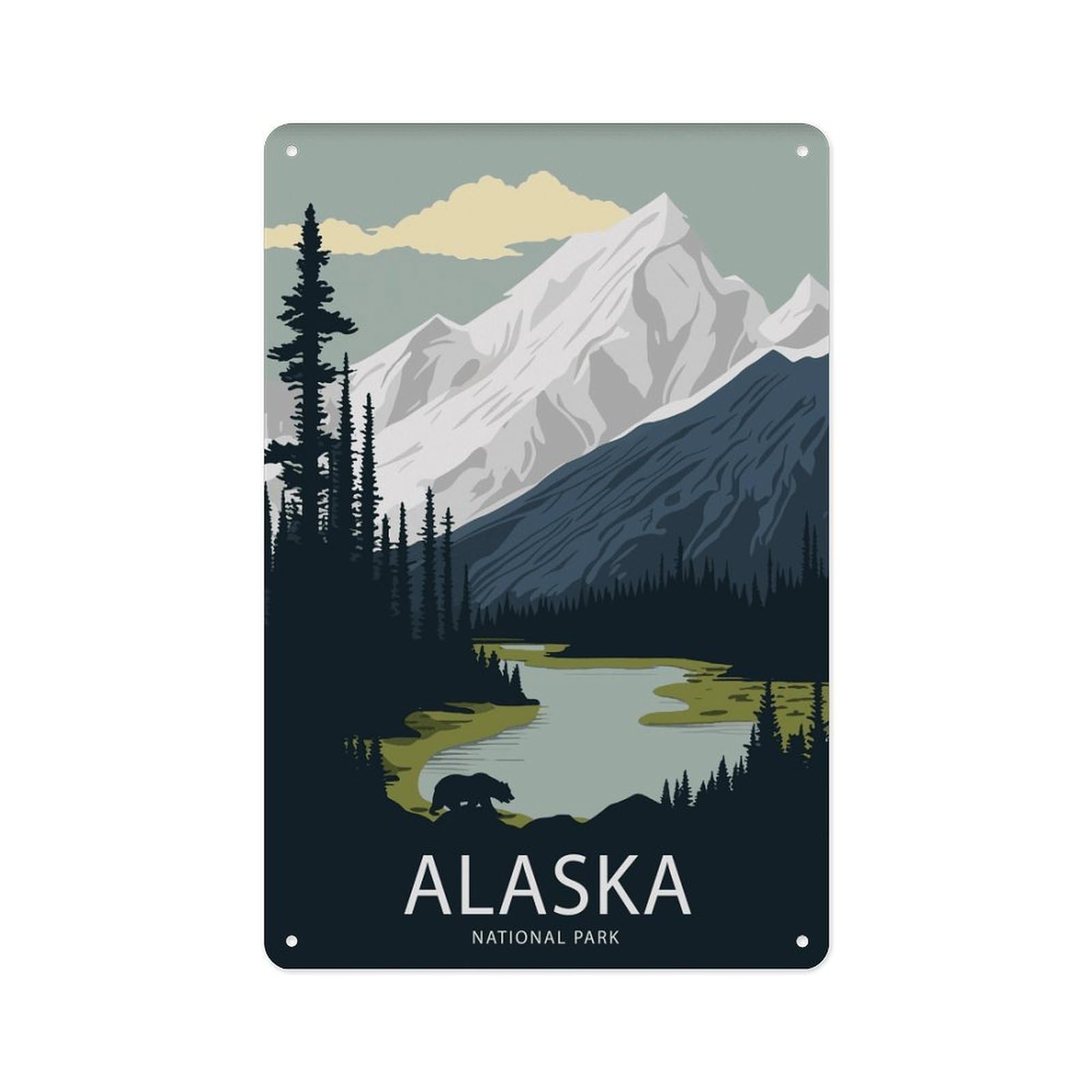 peiyeety Metal Tin Sign Alaska National Park Tour - Travel Poster, National Park Poster, Daniel National Park, Alaska Poster, Dolphin, National Park Art 8 X 12 Inch
