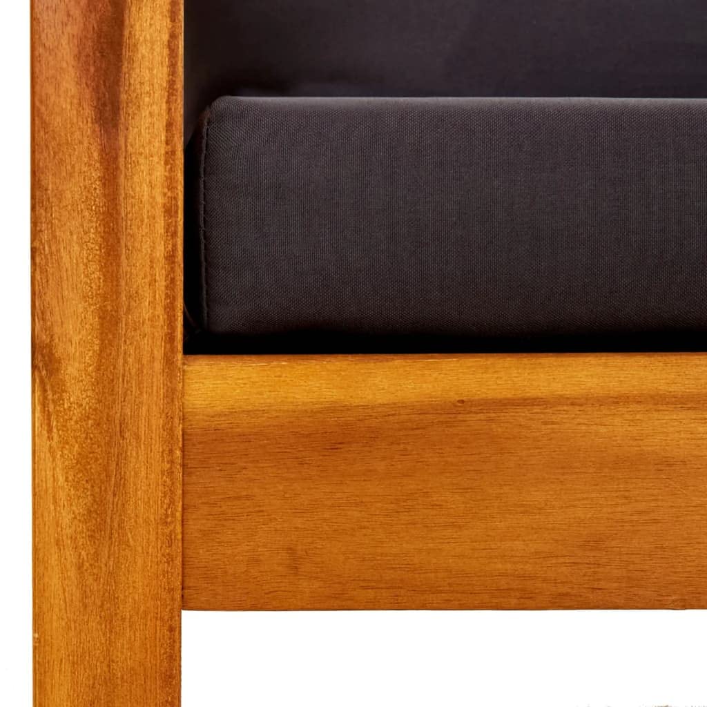 Panca da giardino con baldacchino in legno di acacia massello, letto da giorno esterno con cuscini imbottiti per un comfort ottimale, riparo solare per terrazza e giardino