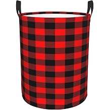 Classic Dark Red And Black Lumberjack Buffalo Plaid Fabric Dirty Clothes Basket Large Capacity Durable Household Dirty Clothes Basket