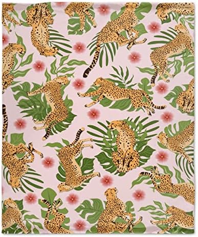 Jungle Cheetah Blanket Leopard Print Gifts for Girl Boy Kids Children Swaddle Women Men Friend Super Soft Fuzzy Cozy Tropical Animal Leaves Flannel 40"X50" for Couch Bed Sofa Home Party Office Decor