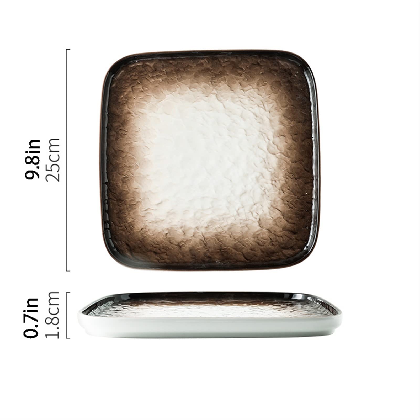 Platos Llanos Platos de cena con diseño de piedra cuadrada, plato de cerámica for cena, platos de porcelana de postre for el hogar, plato grande de 9,8 ", apto for microondas y lavavajillas Platos pos