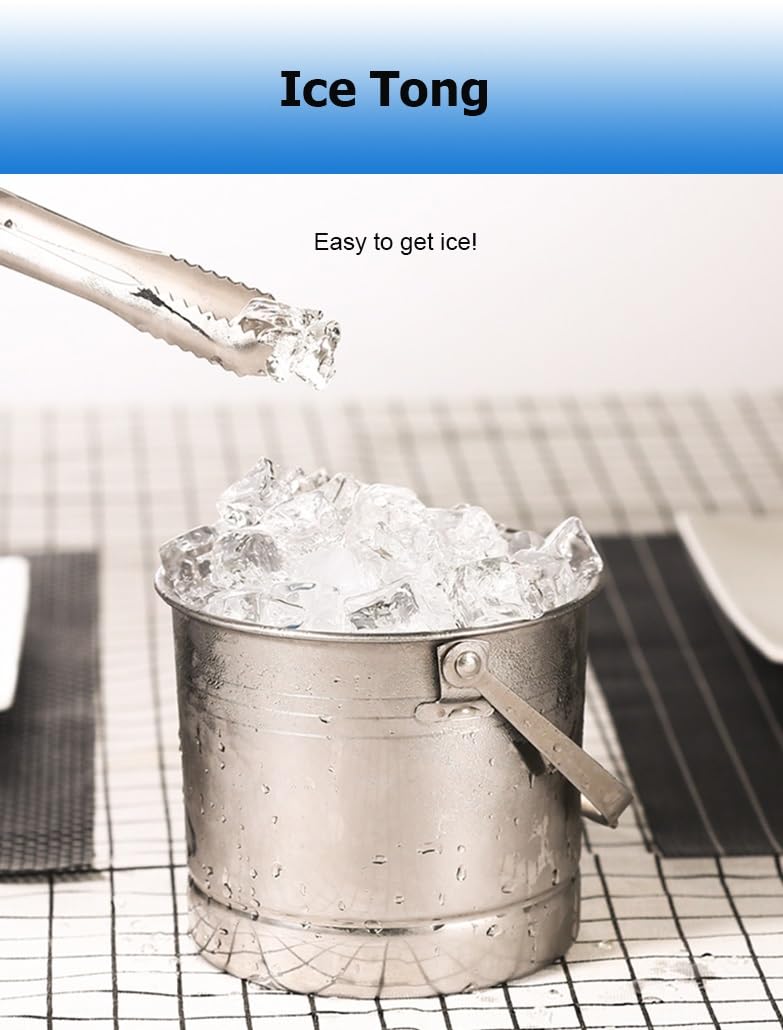 Cubo de hielo de acero inoxidable grueso de 1 L, paquete de 1, 2 y 4 unidades, for cubitos de hielo, cubo de hielo ligero con pinzas for barbacoas, picnics y bares en casa.(4Pcs)