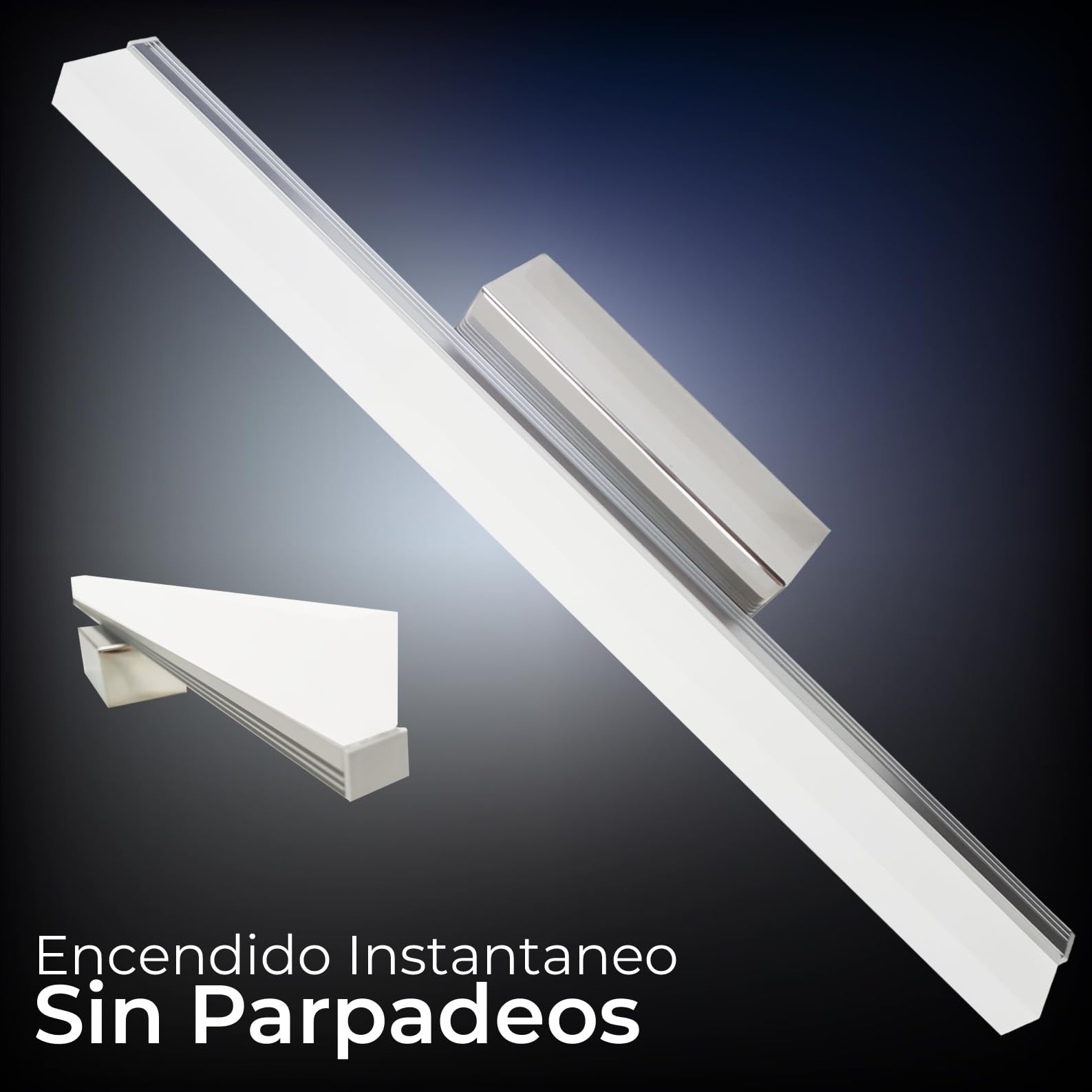 LED ATOMANT Aplique LED Cromado para Baño 10W 40 cm. Color Blanco Frio 6500K (40cm). 1000 Lumenes. Luz para Espejo.