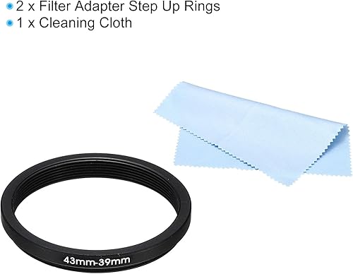 Miniatura 3 de PATIKIL Anillo de metal con paño de limpieza, 2 unidades de 1.693 in a 1.535 in, anillo adaptador de filtro de lente de cámara, anillo adaptador de