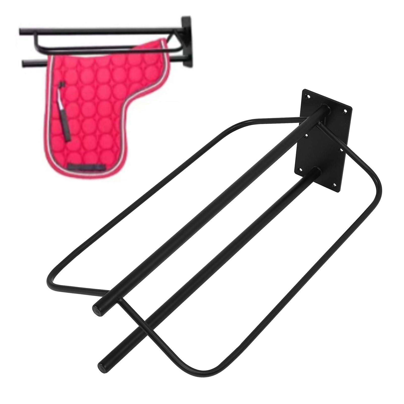 Estante de Almohadilla de Silla de Montar, Estante de Manta de Silla de Metal, Soporte de Manta de Caballo fácil de Instalar, Soporte de Montura de Pared