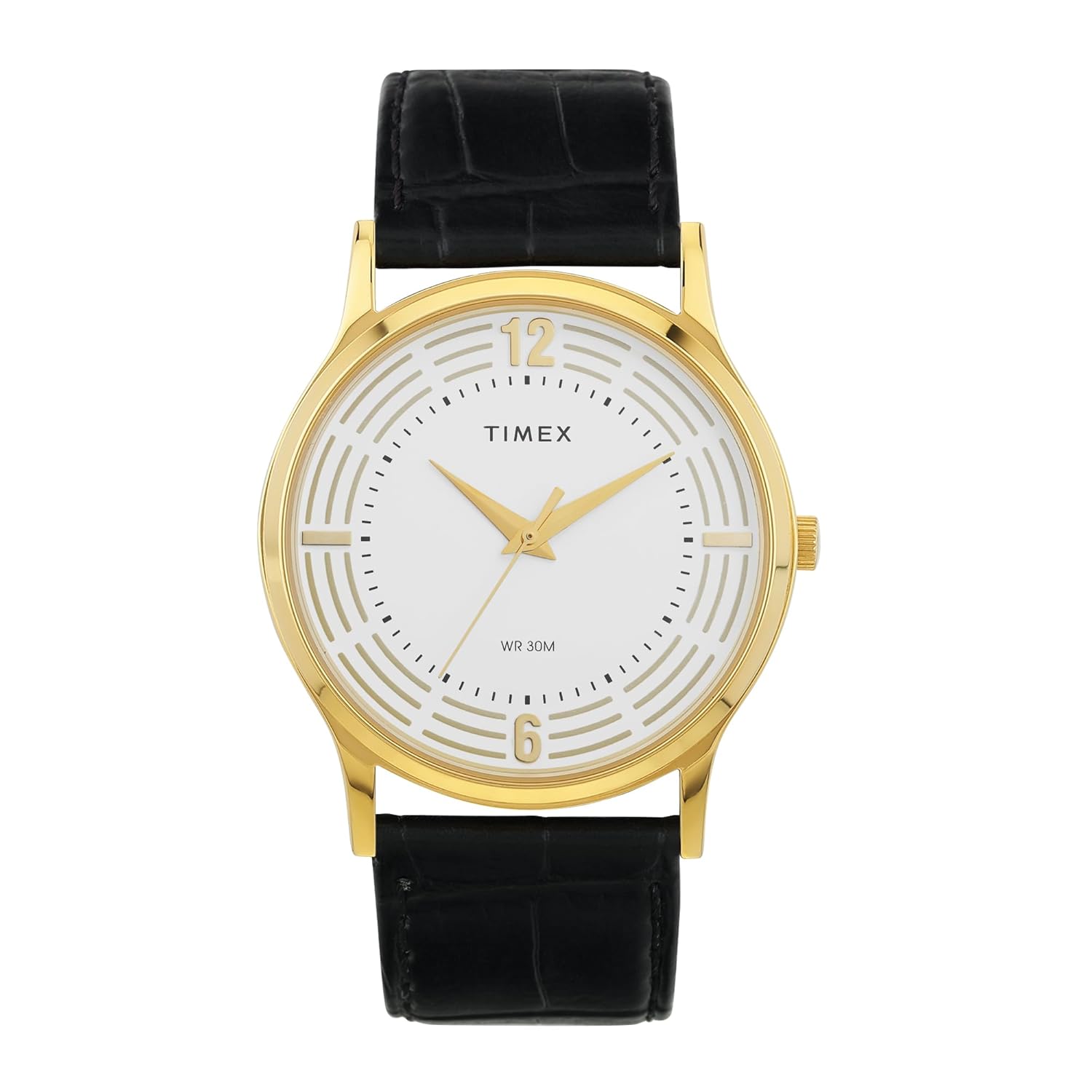 TIMEX Analog Watch for Man with Ivory Round Dial & Black Leather Strap Band Water Resistant Men’s Wrist Watches – TW00ZR425