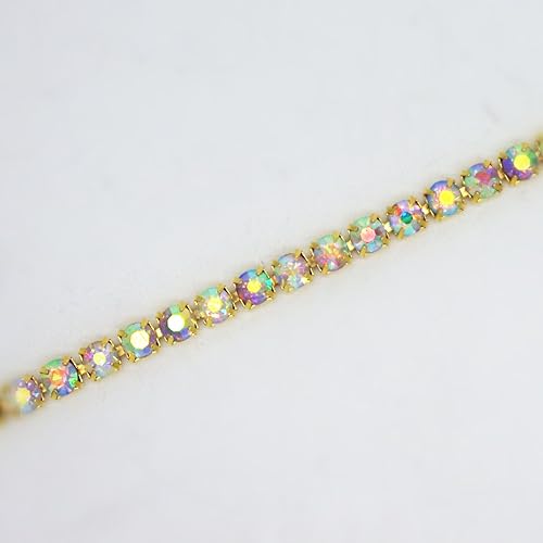 Miniatura 7 de Cadena de cierre de diamantes de imitación AB de 10 yardas (oro, 0.169 in)