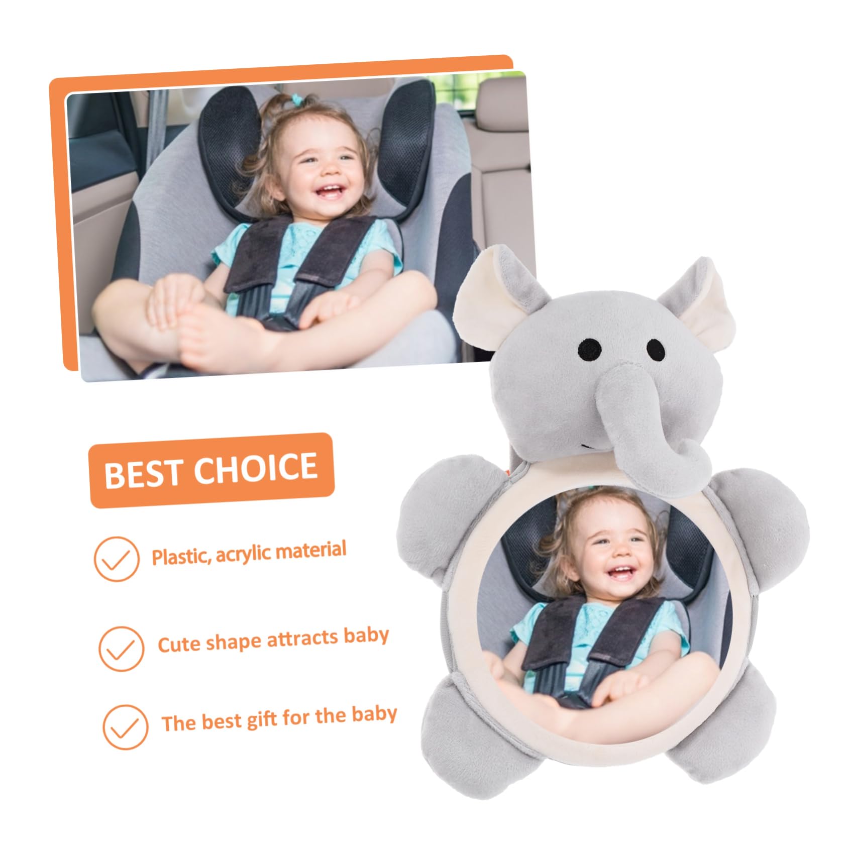 SUPVOX Professional Shatterproof Car Mirror Rear View Mirror for Safe Monitoring Car Cartoon Design for Newborns and Easy Installation