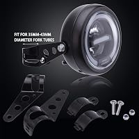 JMTBNO 6.5" LED Motorkerékpár Fényszóró 12V Univerzális Fehér Halo Fénnyel - White 5