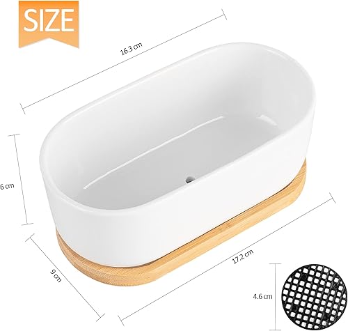 Miniatura 4 de Macetas de cerámica blanca para suculentas, macetas para plantas suculentas de interior y exterior, juego de 2 pequeños contenedores para cactus,