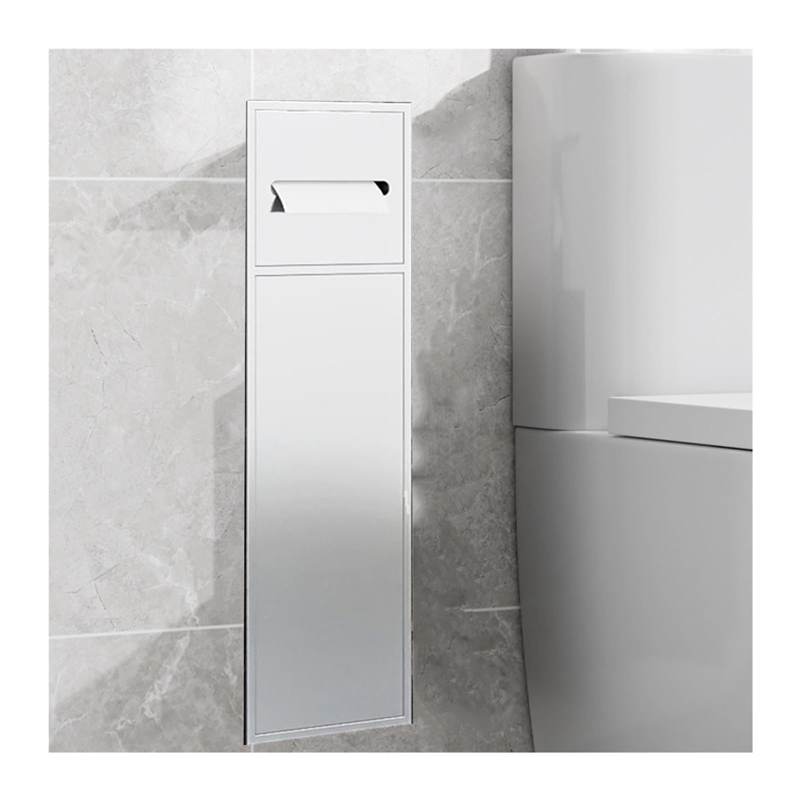 LCANALLYMS Recessed toilet paper holder, Stainless Steel Shower Shelf Toilet Paper And Brush Storage Multicolor 200x660x140mm(White)