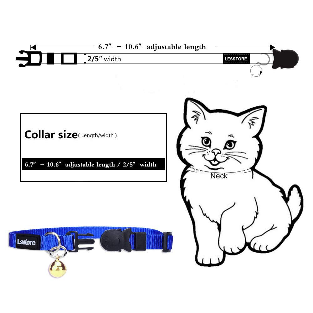 Personalized Nylon Cat Collar Break Away with Bell Custom Embroidered