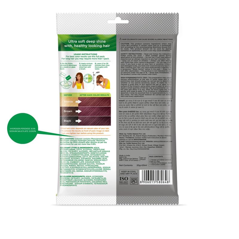 Image of Nisha Cream Permanent Hair Colour Full Grey Coverage (40g) Burgundy (Pack of 4)