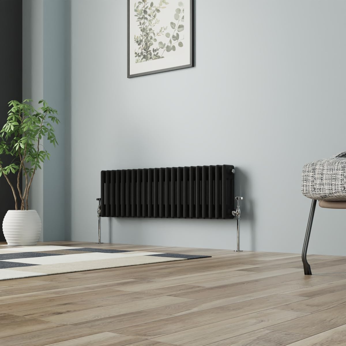 NRG Column Radiator Black 300x1012mm Triple Cast Iron Rads