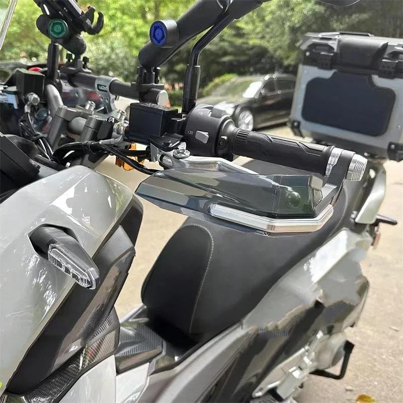 Protezioni Mani Per Manubrio Moto Kawasaki Vulcan/Versys - Parabrezza Antivento In ABS, Nero/trasparente