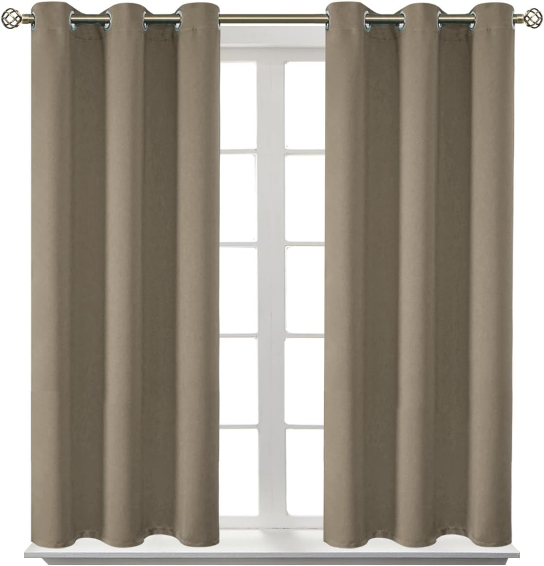 BGment Room Darkening Curtains 45 Inches Long - Grommet Thermal Insulated Drapes Window Treatment Curtains for Bedroom, 2 Panels, 38 x 45 Inch, Cocoa
