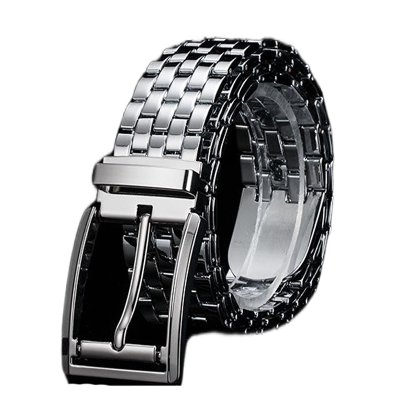 Jiary Unisex Silver C ,105Cm/41.3'',Stainless Steel Belts For Men, No Leather Metal Business Dress Adjustable Belts With Buckle