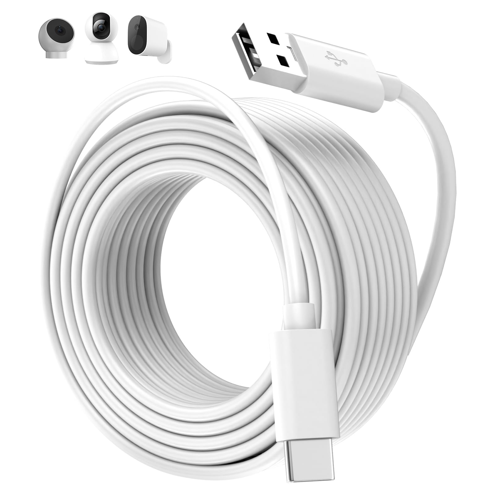 AIAUXAI 16FT USB C Cable,5M Long Power Extension Cord White
