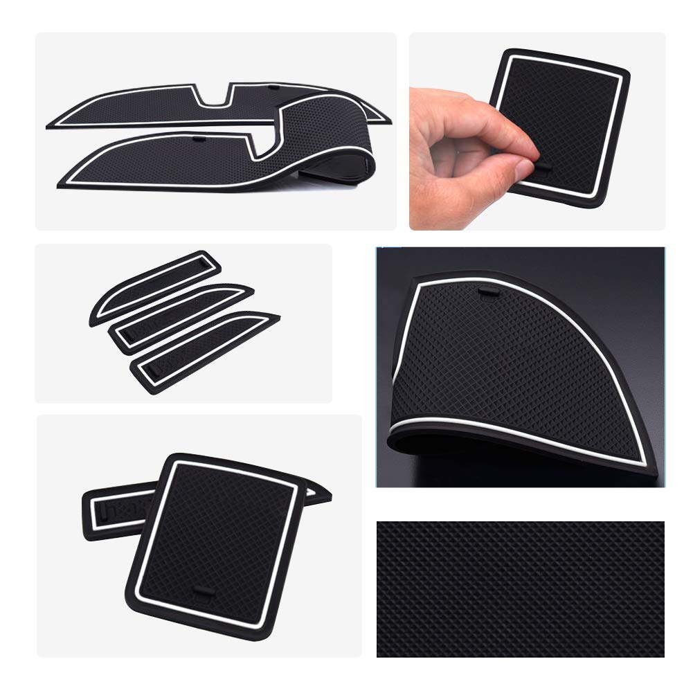 MARCHFA Lot de 10 tapis anti-poussière pour Clio 4 2013-2019 - Accessoires pour porte-gobelet d'intérieur sur mesure - Console centrale, porte, sacs, inserts (bordure rouge