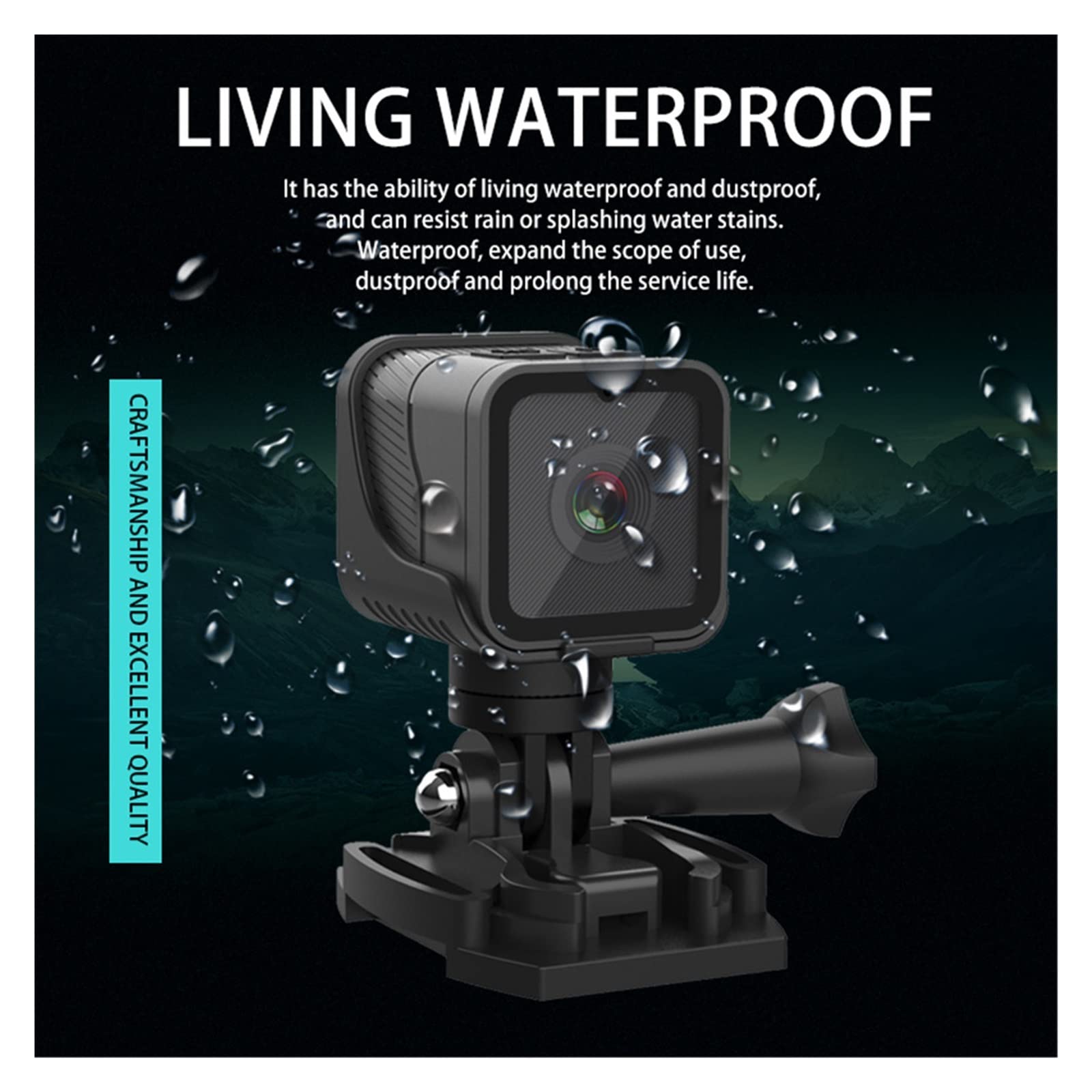 Action Cam, CS03 Videocamera Full HD 1080P Videocamera sportiva impermeabile subacquea portatile Videocamera for registrazione video esterna con microfono incorporato ,All'aperto, Sport, Video(With 32