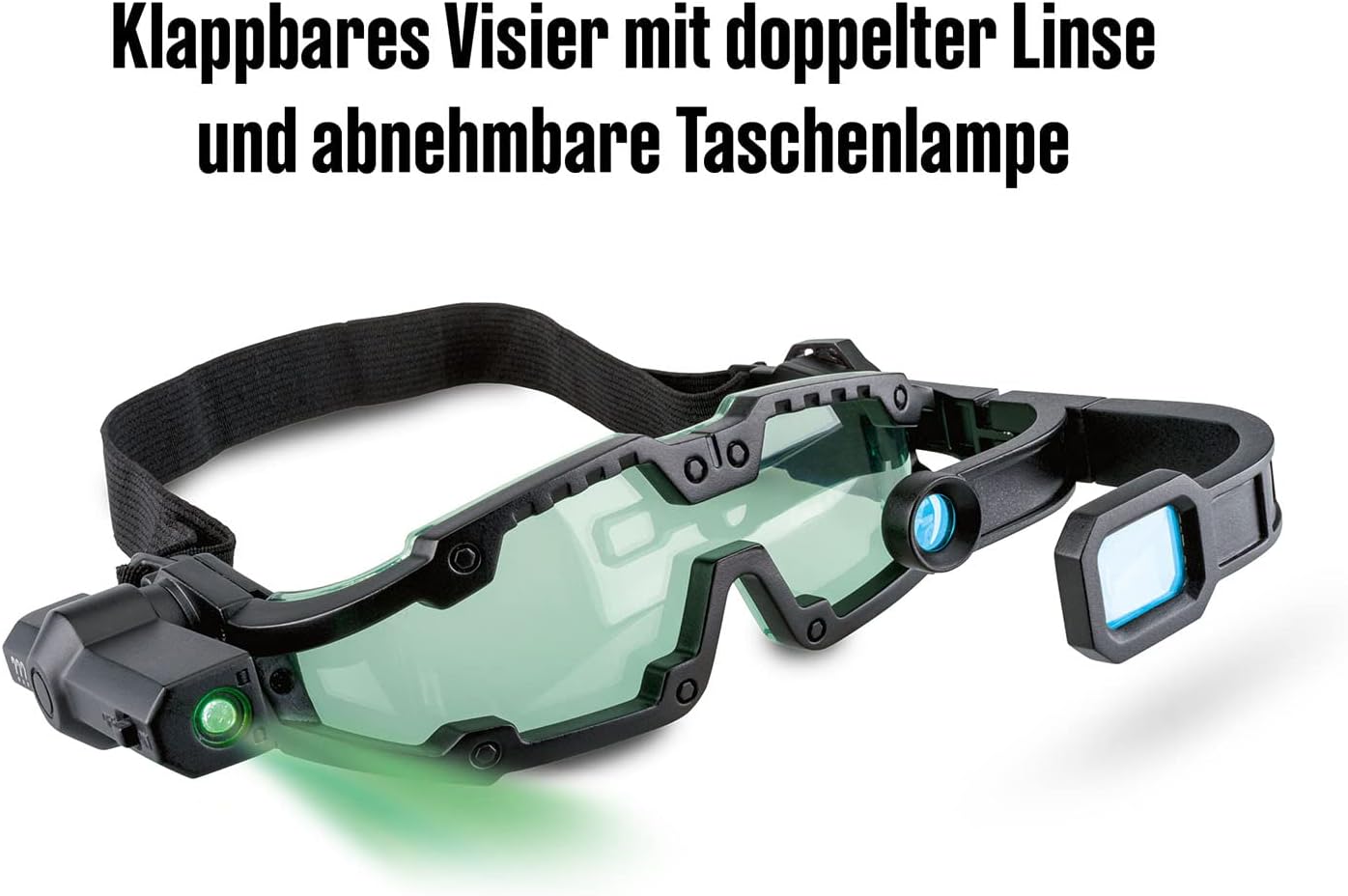 Die drei ??? Kosmos Agent Glasses Built-in Double LED Night Light Up Visor Prefold with Search Lens and Magnifying Lens Detective Toy Role Play