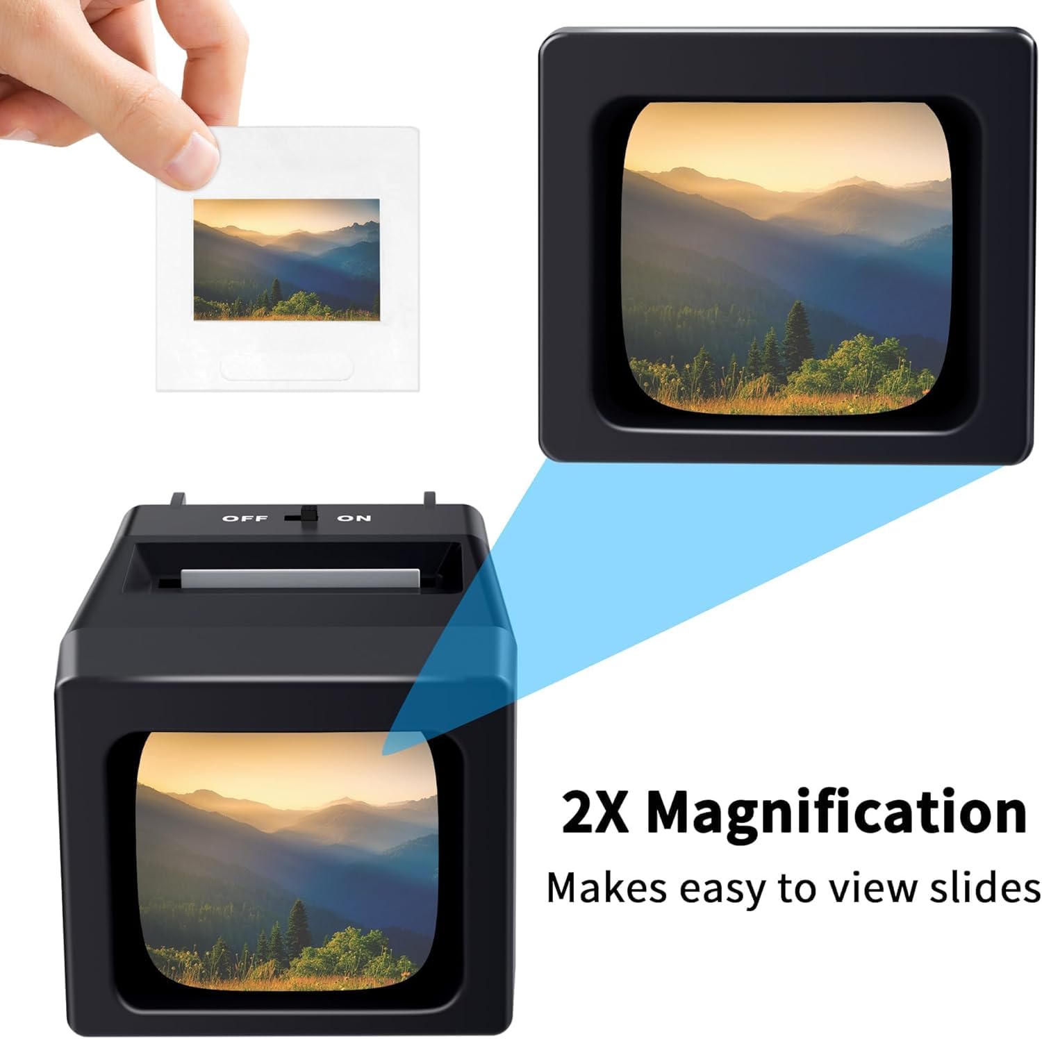 35mm Slide Viewer & Projector, 2X Magnification and LED Lighted Illuminated Viewing Slide Projector for Old Slides (2AAA Batteries included) — view 6