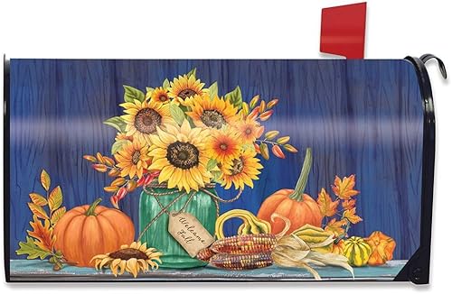Miniatura 4 de Briarwood Lane Otoño Mason Jar Girasoles Magnético Buzón Cubierta Calabazas Oto