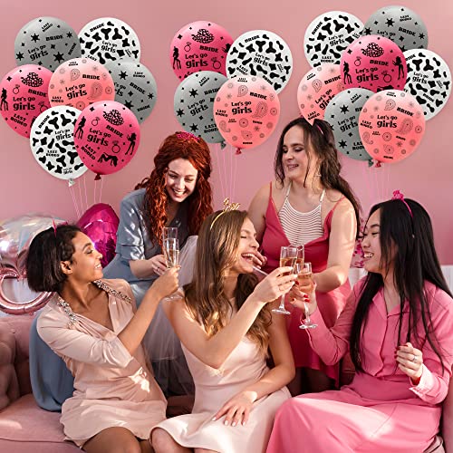 Xqumoi 36Pcs Bachelorette Party Balloons Cowgirl Themed Nashville Party Supplies Decorations For Bridal Shower 12Inch Let's Go Girls Disco Pink White Gray Latex Bride Balloons Bride To Be Decoration #TOP5