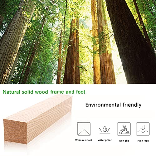 Taburete de terciopelo de lujo capitoné con patas de madera resistente para dormitorio 5