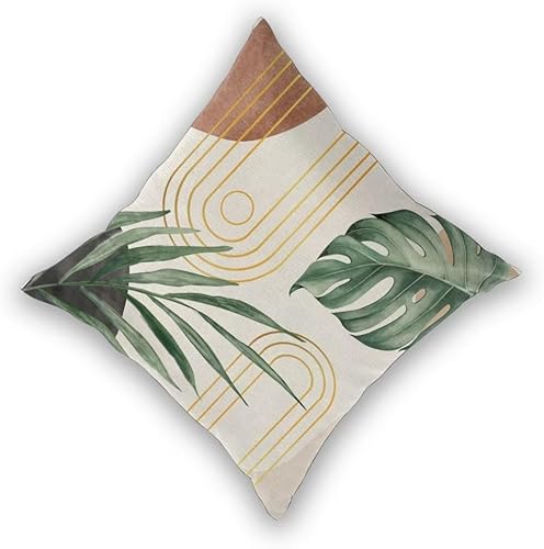 Miniatura 2 de Juego de 2 fundas de almohada bohemias de 20 x 20 pulgadas, con hojas bohemias abstractas de mediados de siglo, decorativas, para exteriores, fundas
