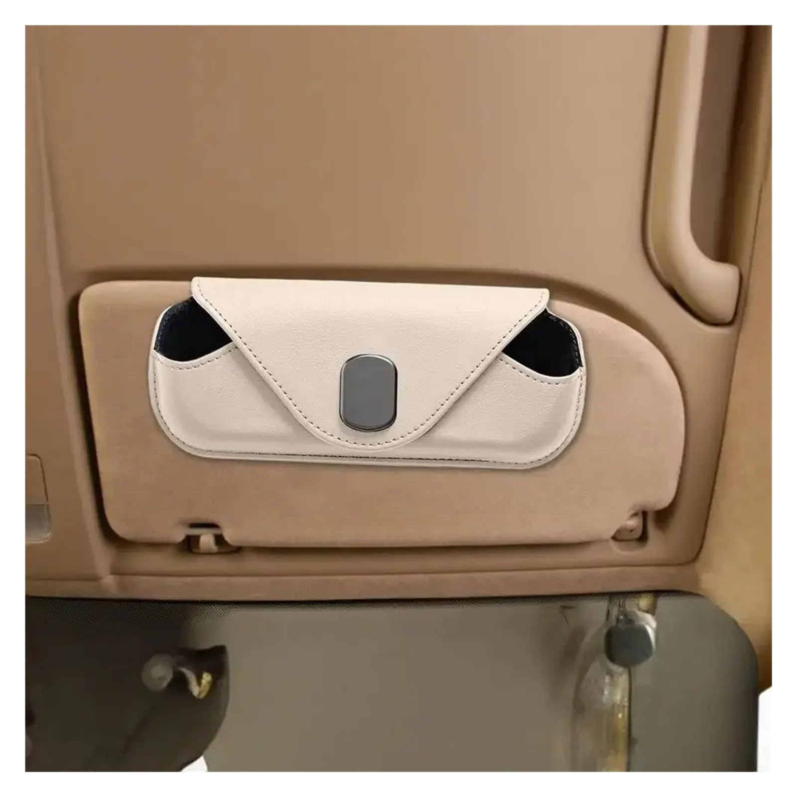 Bolsa Gafas Montada En El Coche con Clip Al Desgaste Práctico Organizador Estable Funda Magnética Universal Visera Solar Tarjetas Estuche para Gafas De Sol Coche(Gray)