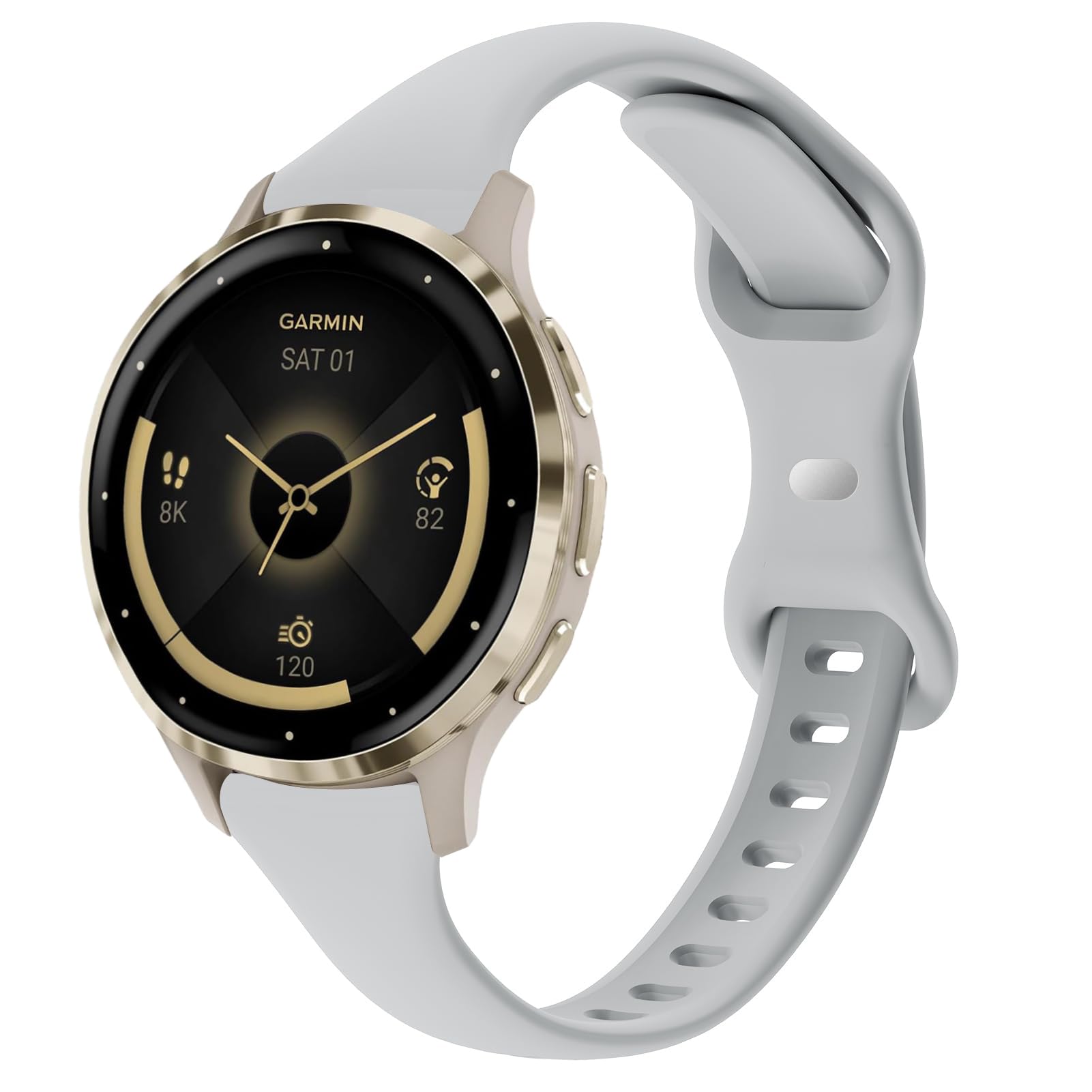 Slim Silicone Watch Bands Compatible with Garmin Venu 3S / Vivoactive 4S / Venu 2S / Vivomove 3S, 18mm Thin Soft Narrow Sport Replacement Wristband Straps for Garmin Forerunner 255s/265S