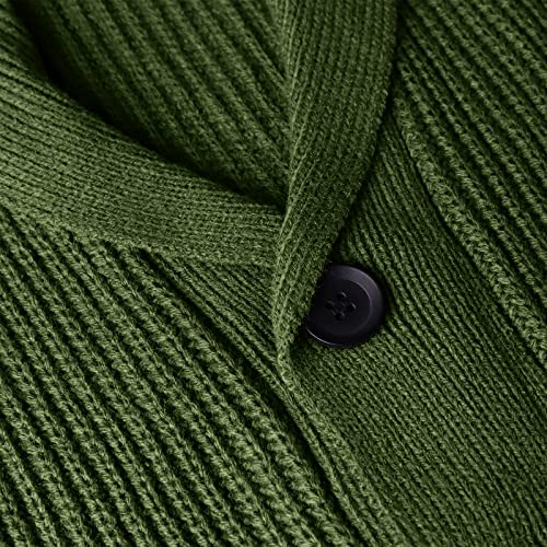 YAOHUOLE Men's Long Sleeve Single Breasted Cardigan Sweater Casual Fashion Sweater Army Green 2XL - Image 5
