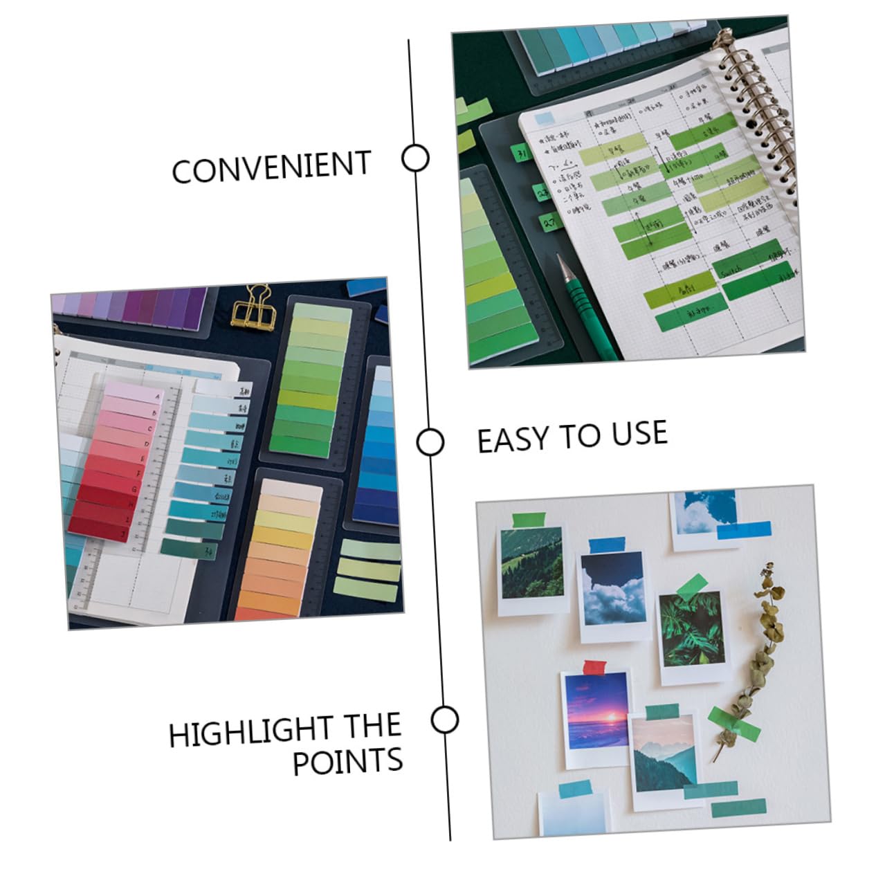 HOMSFOU 30 Set Linguette Adesive Colorate per Libri Segnapagina Pratici e Comodi per Casa e Ufficio per Design e Leggero Facili Riporre e Trasportare